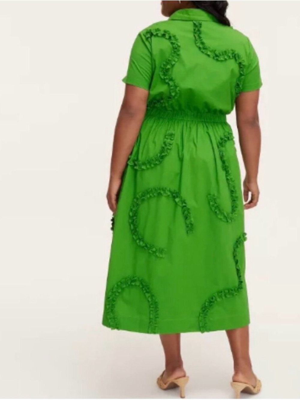 Kate Spade Women’s Green Ruffle-Trim Shirt Dress - Picture 2 of 8